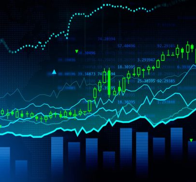 Forex graph lines and bars with rising candlesticks and numbers Stock market changes, business candlesticks graphs with numbers. White hologram with bar chart and lines. Concept of forex, online trading. 3D rendering