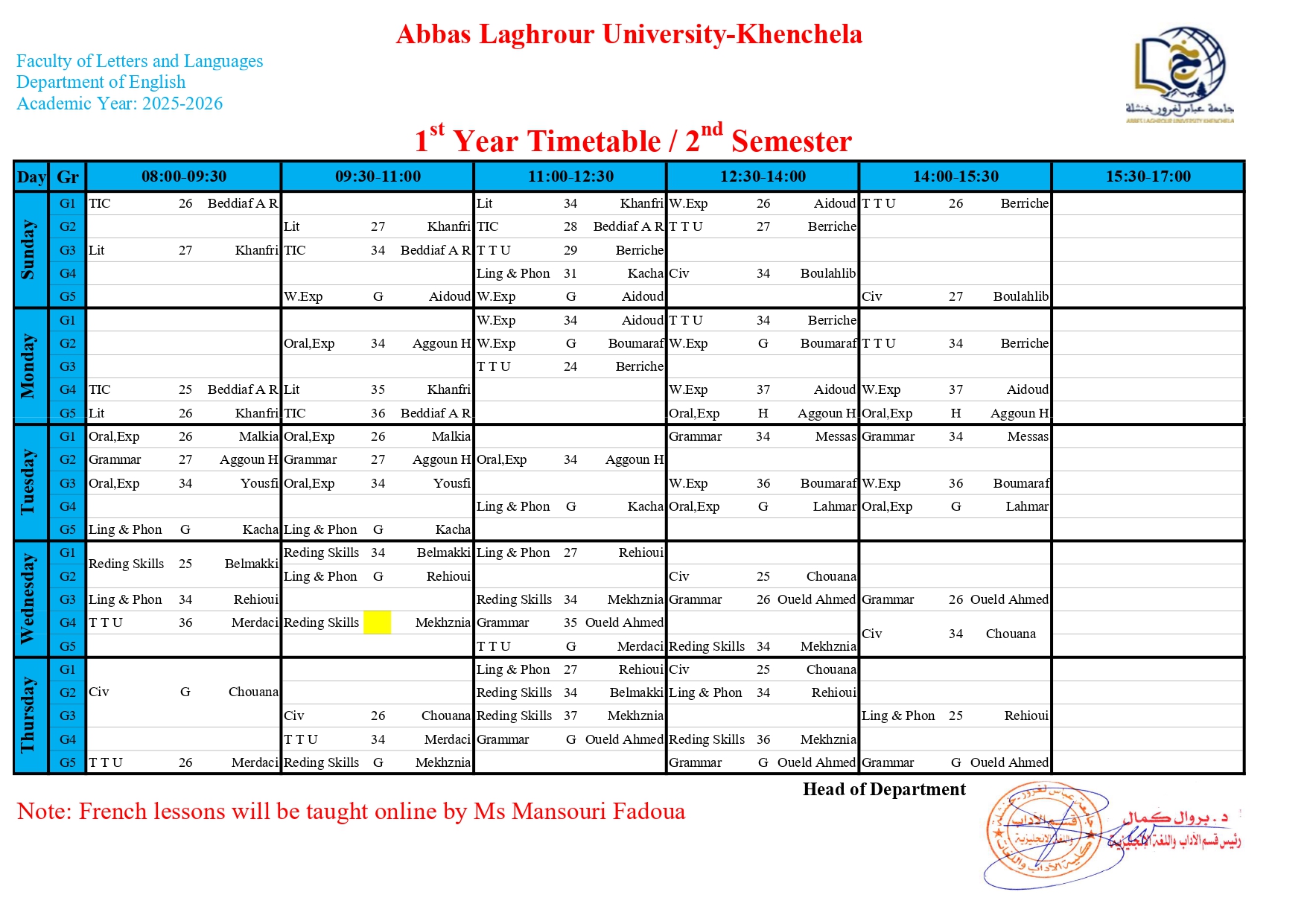 1st Year Timetable - 2nd Semester_page-0001