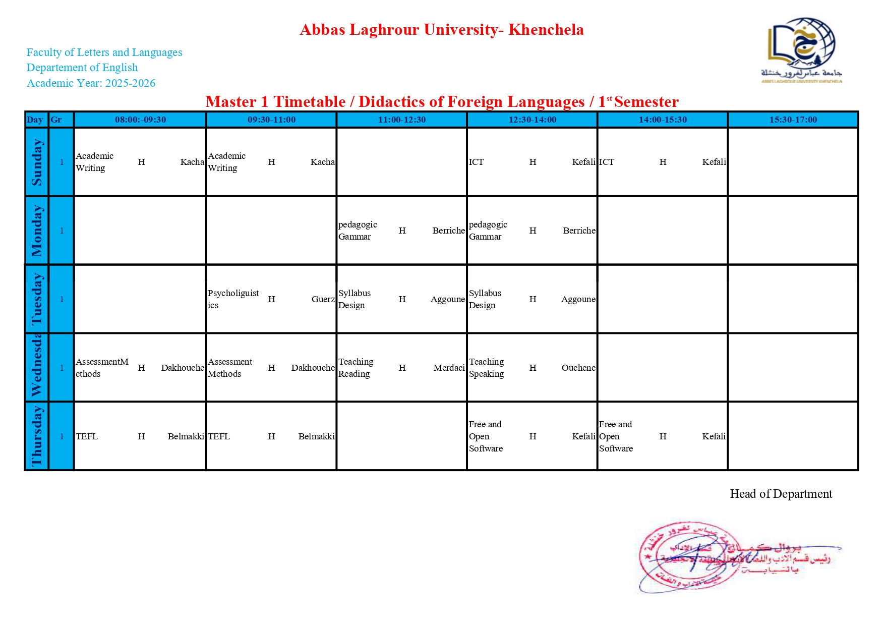 Master 1 Timetable - Didactics of Foreign Languages - 1st Semester_page-0001