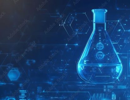 A futuristic digital rendering of a laboratory flask Stock Illustration _ Adobe Stock