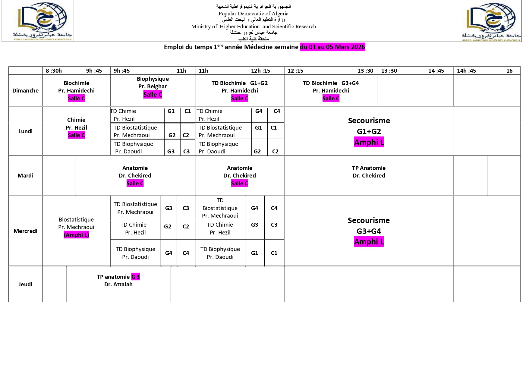 Emploi 1ere année du 1er au 5 Mars 2026_page-0001